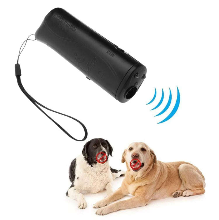 LED Flashlight Ultrasonic Dog Repeller Portable Dog Trainer, Colour: Single-headed Black(Colorful...