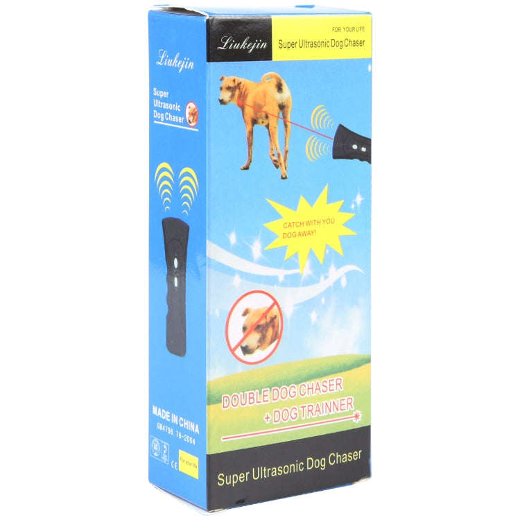 LED Flashlight Ultrasonic Dog Repeller Portable Dog Trainer, Colour: Double black(Colorful Package)