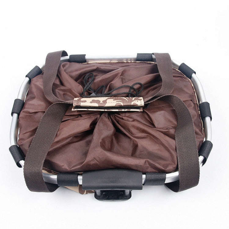 Bicycle Front Bag Basket Aluminum Alloy Foldable Basket, Size:L(Brown)