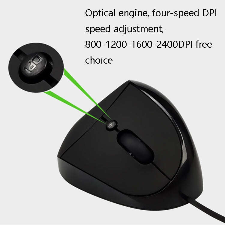 JSY-05 6 Keys Wired Vertical Mouse Ergonomics Brace Optical Mouse(Black)
