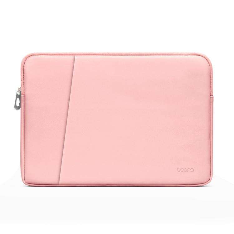 Baona BN-Q004 PU Leather Laptop Bag, Colour: Double-layer Pink, Size: 16/17 inch