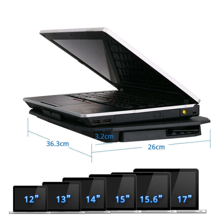 ICE COOREL N106 Laptop Base Adjustment Radiator Dual-Fan Notebook Cooling Bracket, Colour: Standa...