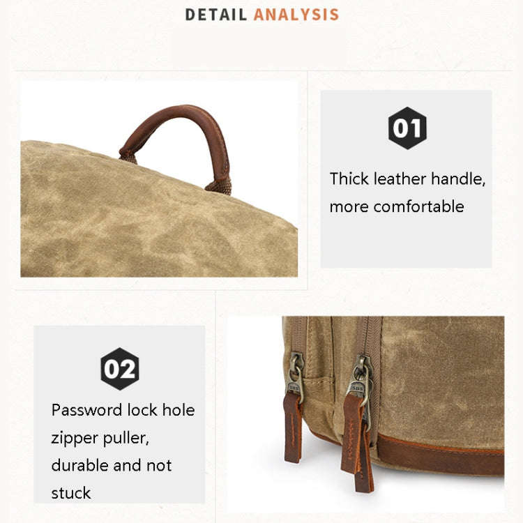 K001-D Leisure Shoulder Camera Bag Waterproof Retro Canvas Camera Storage Backpack(Khaki)