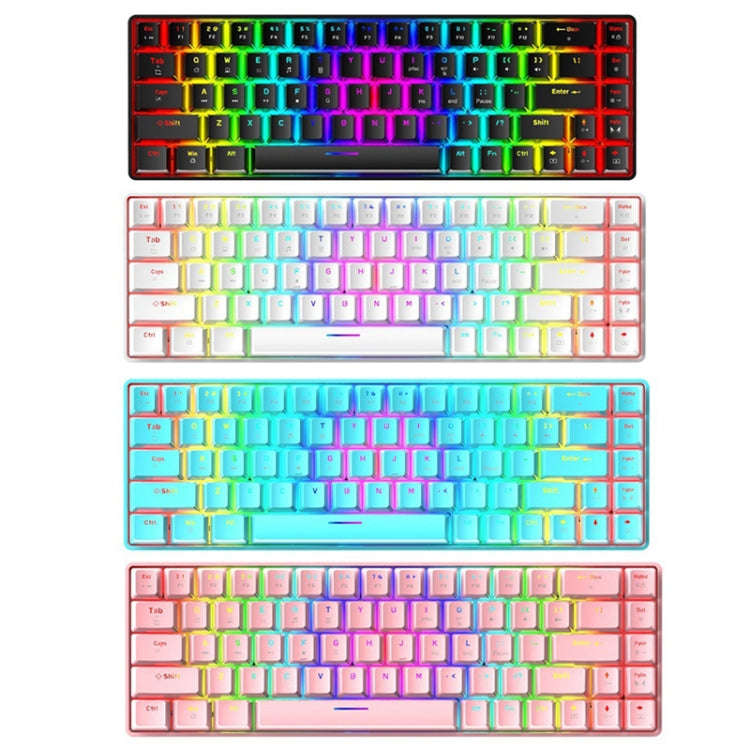 T8 68 Keys Mechanical Gaming Keyboard RGB Backlit Wired Keyboard, Cable Length:1.6m(White Green S...