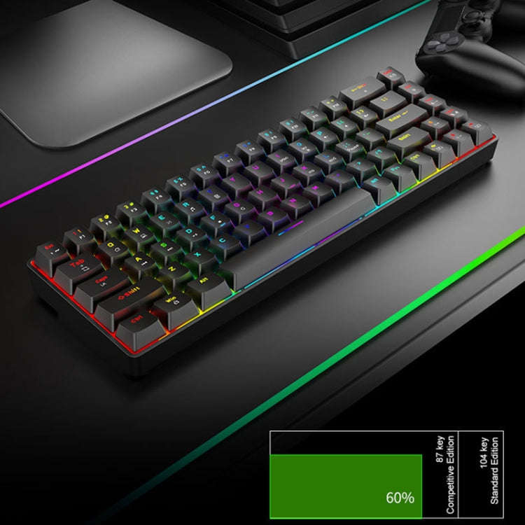 T8 68 Keys Mechanical Gaming Keyboard RGB Backlit Wired Keyboard, Cable Length:1.6m(White Green S...