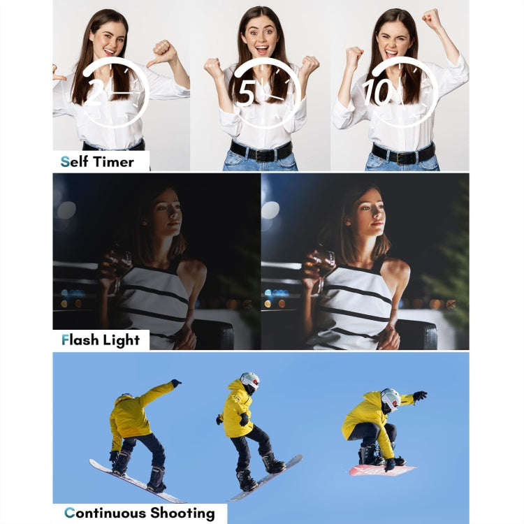 DC308 2.8-Inch 4K HD Front And Rear Dual-Camera 16X Zoom Digital Camera EU Plug(White)