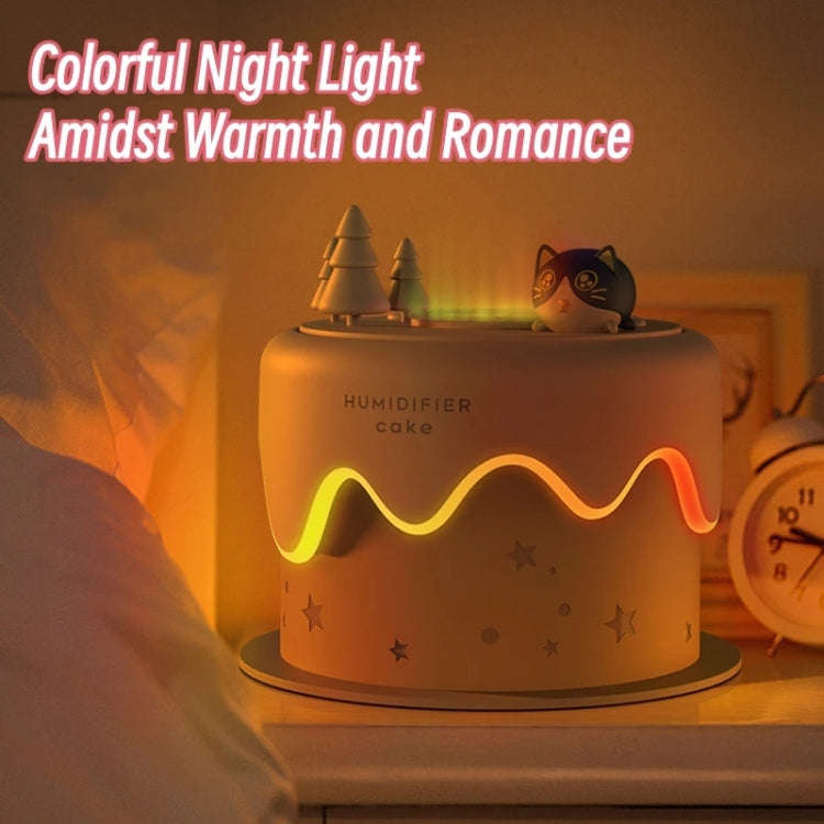 M328 Battery Type Mini Desktop Night Light Cartoon Cake Silent Spray Humidifier(Pink)