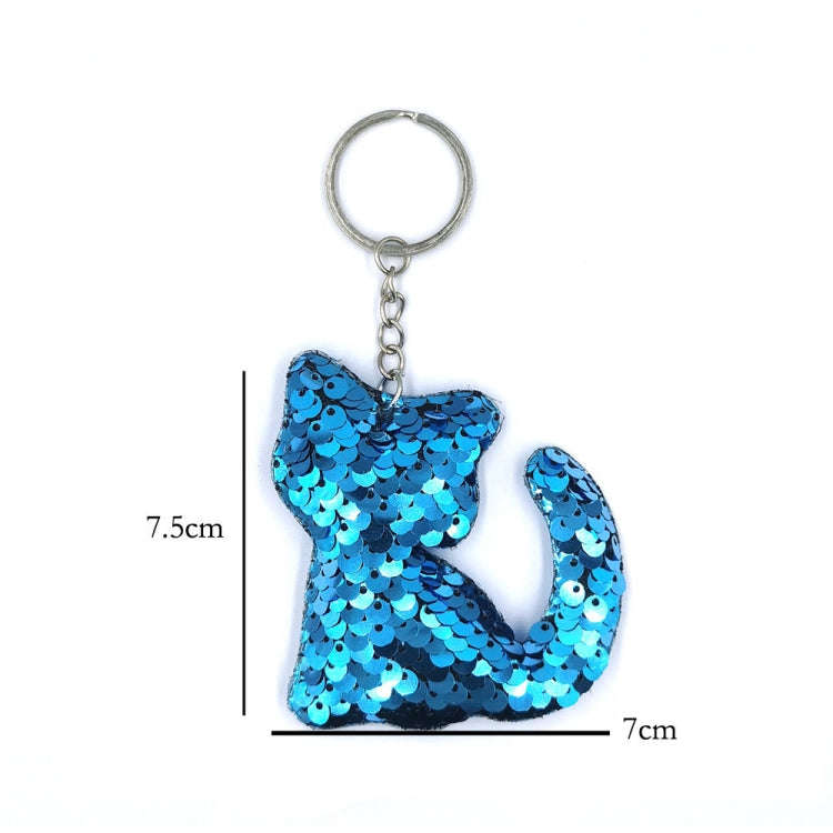 10 PCS PET Sequins Reflective Cat Keychain Bag Car Pendant, Colour: Pink 3