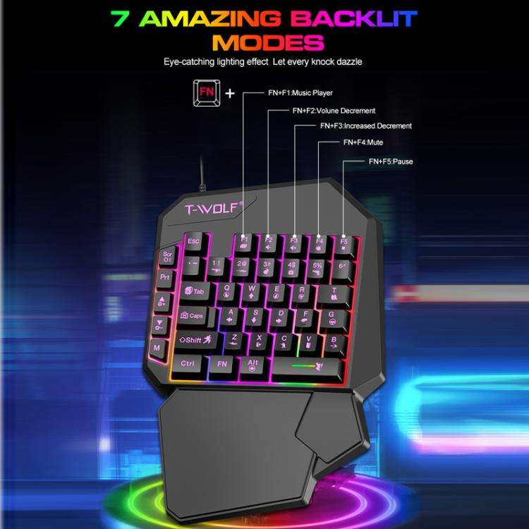 T-WOLF Mobile Gaming One-Handed KeyboardSpecification T19 Keyboard