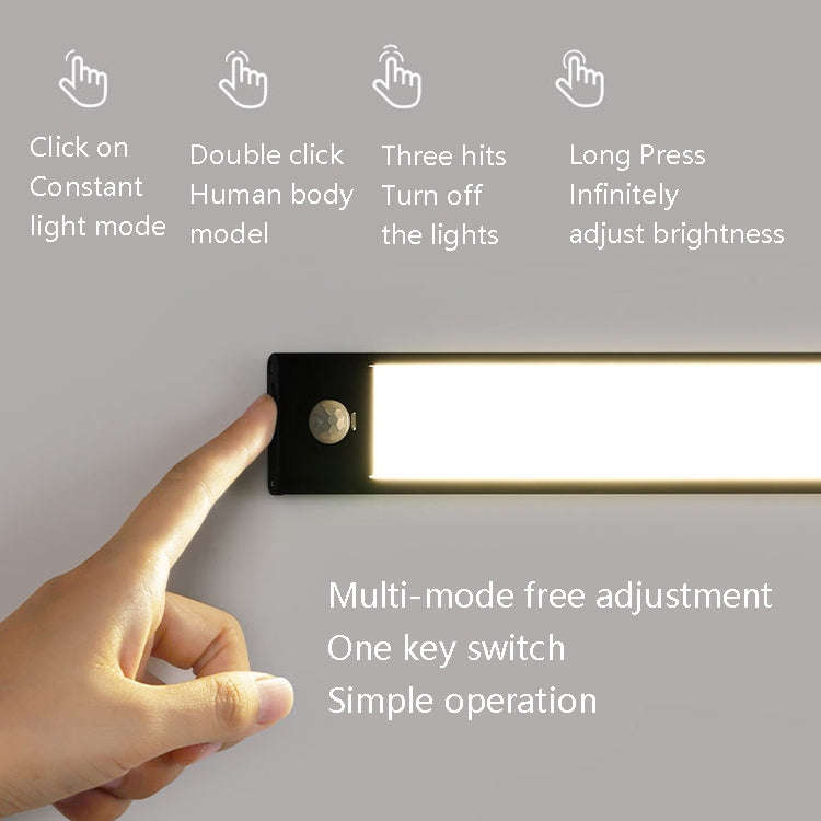 Intelligent Automatic Human Body Induction Wireless LED Lamp 60cm(Black + White Light)