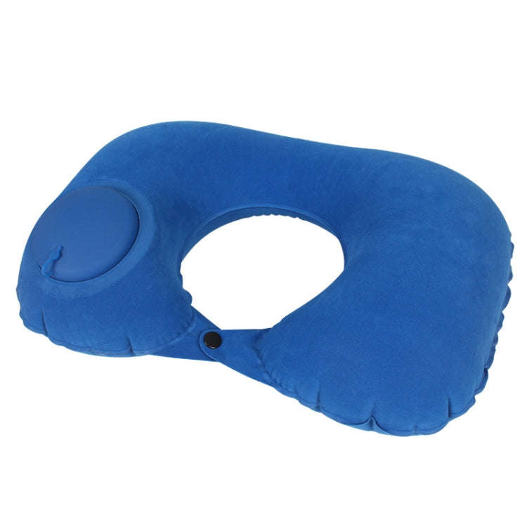 Travel Inflatable Press U-Shaped Neck Guard Pillow, Colour: Flocked U009-04Medium Blue