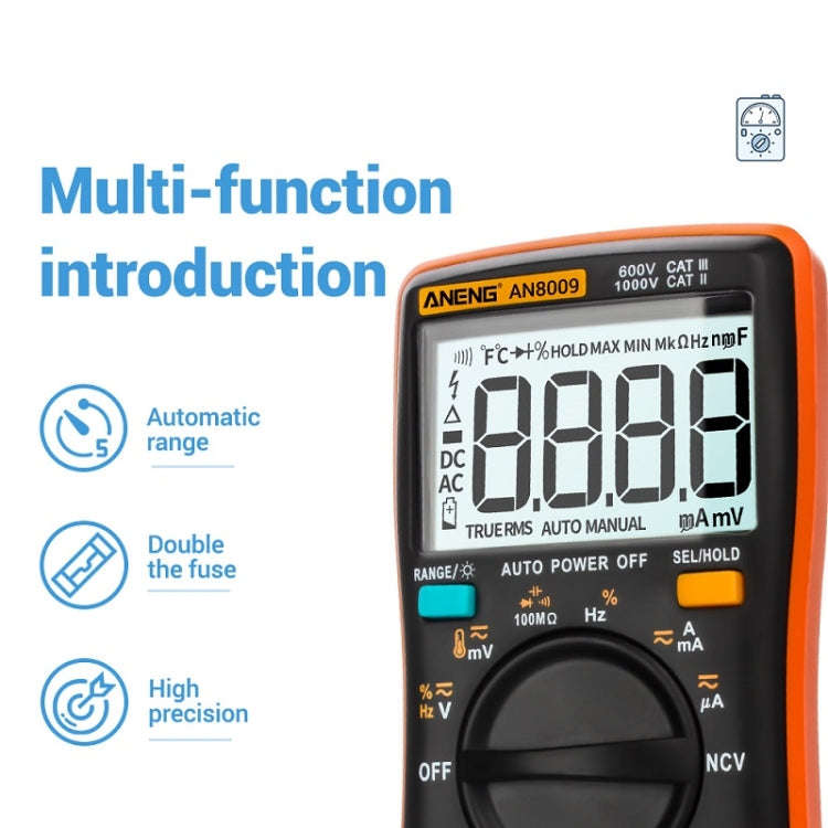 ANENG AN8009 NVC Digital Display Multimeter, Specification: Standard(Orange)