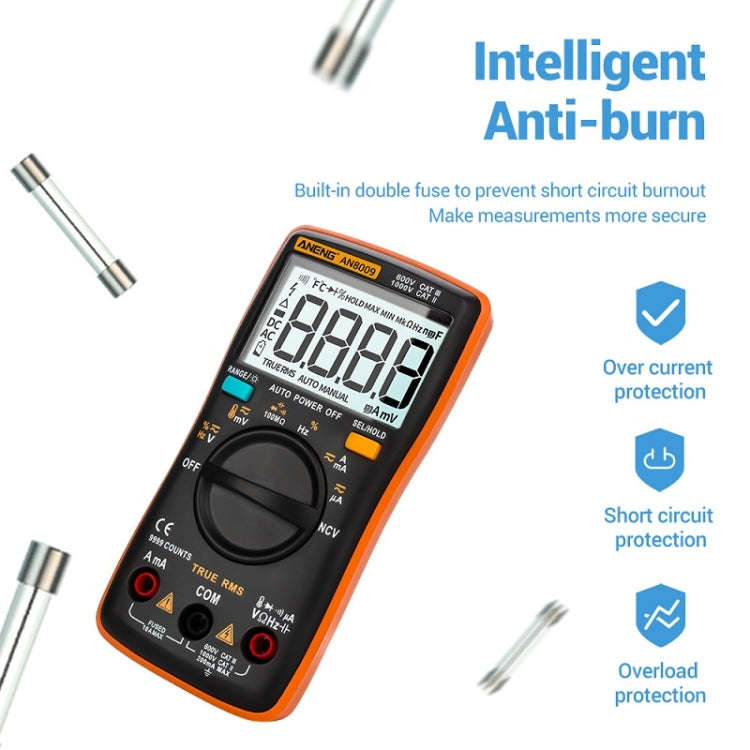 ANENG AN8009 NVC Digital Display Multimeter, Specification: Standard with Cable(Blue)
