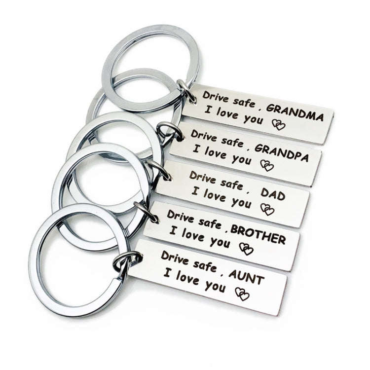 10 PCS C1010 Drive Safe Stainless Steel Tag Keychain 10x40mm(Mom)