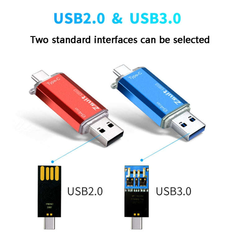 Zsuit Zstpc3 2 in 1 Type-C Interface Metal Phone U Disk, Randon Color Delivery 8GB(USB3.0)