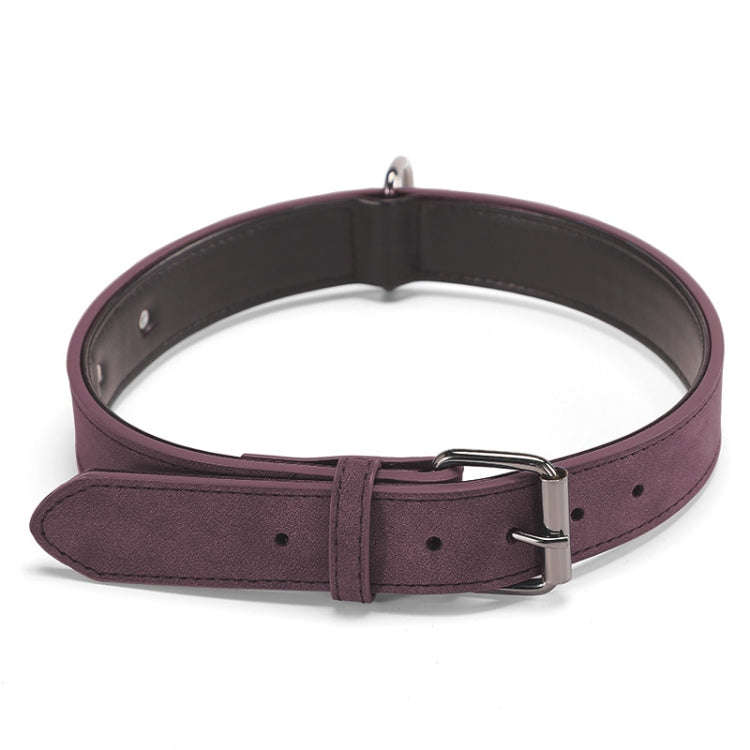 JINMAOHOU Dogs Double-Layer Leather Collar, Specification: L 59x3.2cm(Purple)