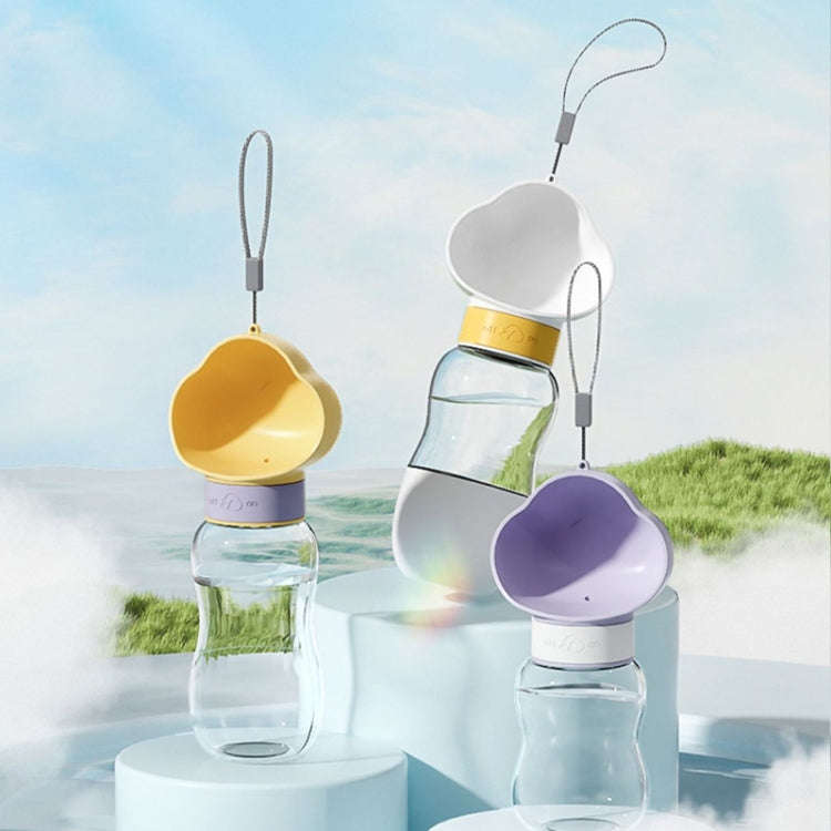 600ml Dog Go Out Water Cup Portable Accompanying Cup Pet Drinking Water Drinker(Cloud Yellow)