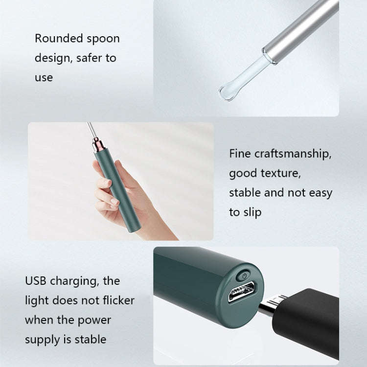 TES02 WIFI High-definition Intelligent Visual Ear Scoop(Ink Green)