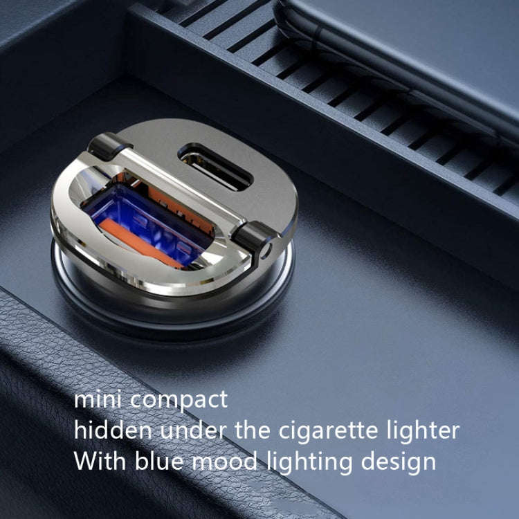 Hidden Car Fast Charge One Drag Two Cigarette Conversion Plug(PD+QC)