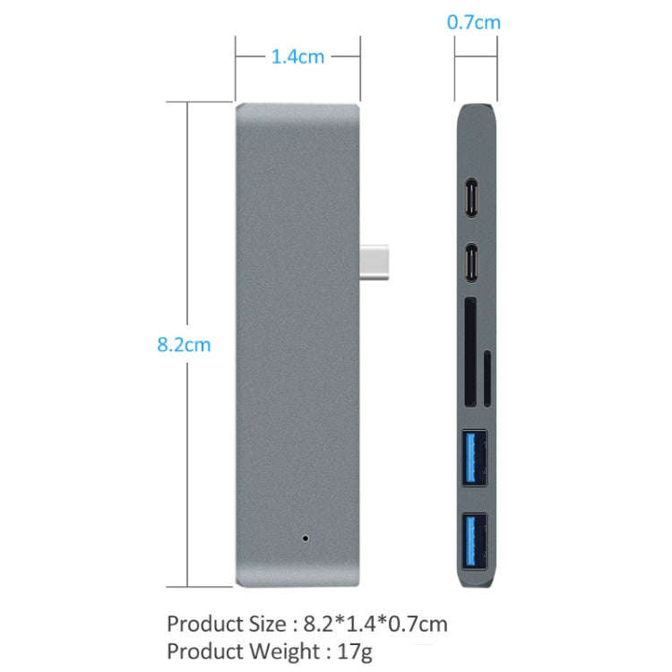 TYPE-C To 4K HDMI HUB Docking Station TF/SD Card Reader For MacBook Pro(Grey)
