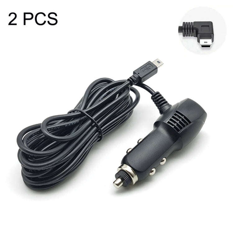 2 PCS Car Charger Fast Charging Driving Recorder Supply Line, Style: 1.5A+2.4A(Mini Right Bend)