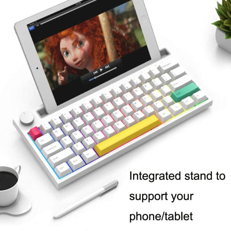 Ajazz K620T 62 Keys Bluetooth Wireless Dual Mode Mechanical Keyboard, Style: Blue Shaft (White)