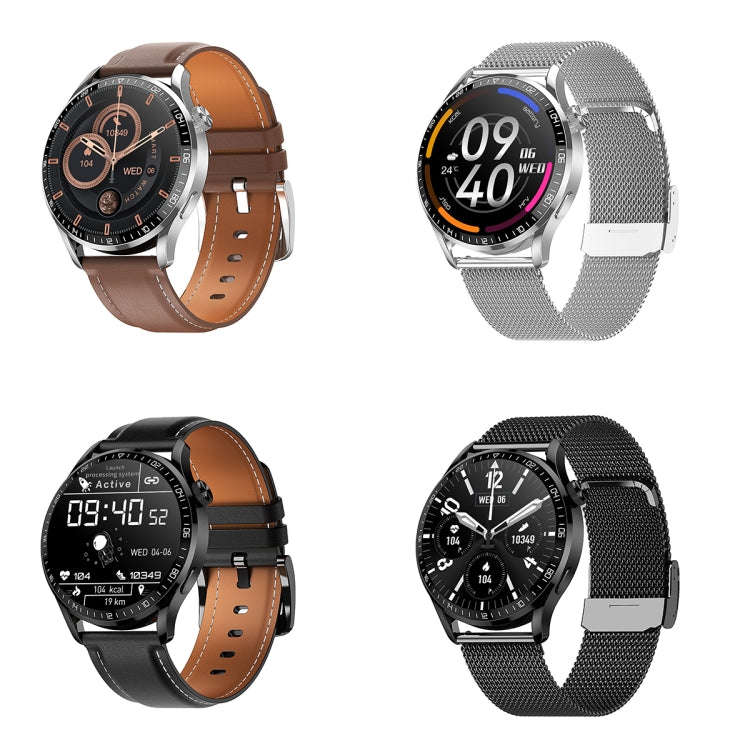 HD2 1.32 Inch Heart Rate Detection Smart Watch(Black + Leather)