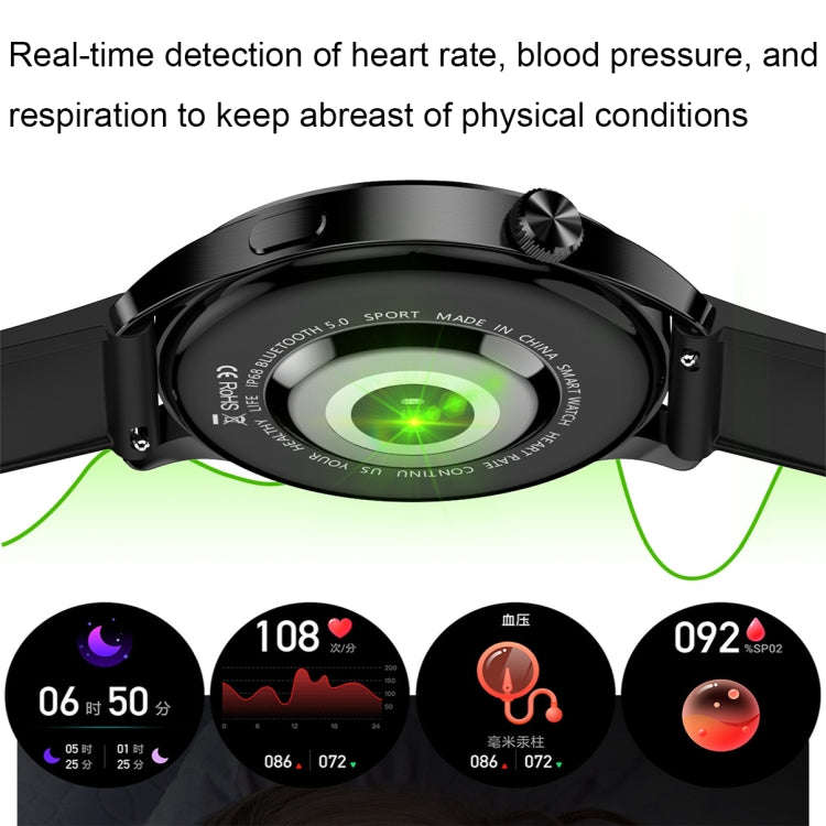 HD2 1.32 Inch Heart Rate Detection Smart Watch(Black + Leather)