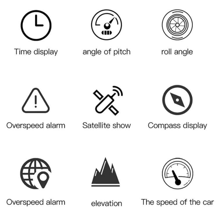 Car HUD Level Slope GPS Compass Altitude Display(M60)