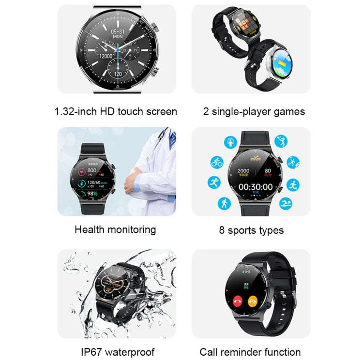 ME88 1.32 Inch Heart Rate Sleep Monitoring Smart Watch(Silver Leather)