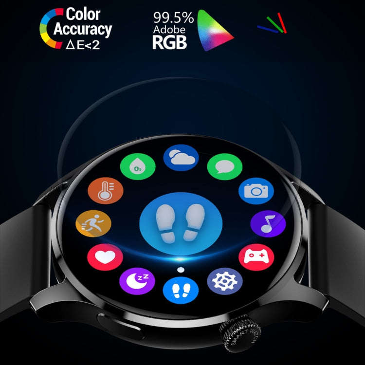 HD3 1.32 Inch Heart Rate Monitoring Smart Watch with Payment Function(Silver Leather)