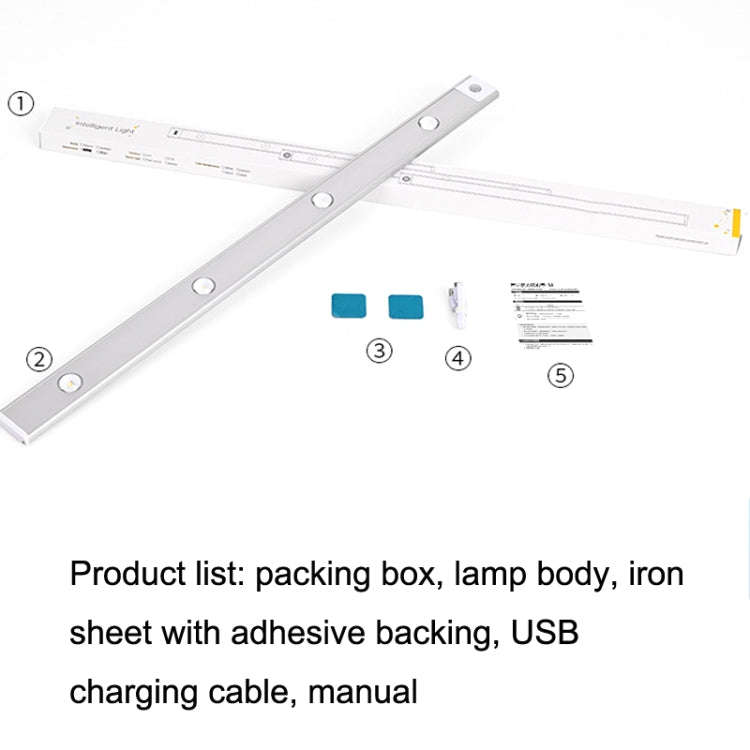 Ultra-thin Smart LED Human Body Sensor Light Bar, Length: 40cm(Space Silver)