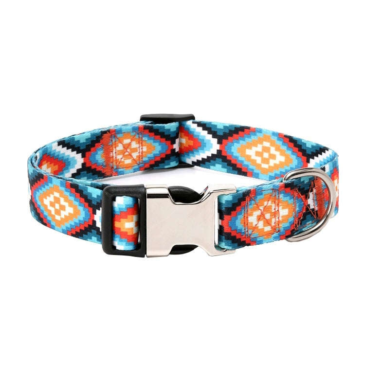 Pet Ethnic Style Polyester Cotton Print Pattern Collar, Size: M: 2.0x32-52cm(Diamond)