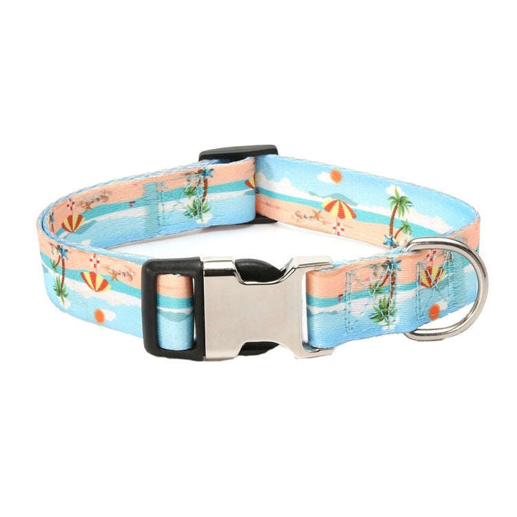 Pet Ethnic Style Polyester Cotton Print Pattern Collar, Size: M: 2.0x32-52cm(Summer Beach)