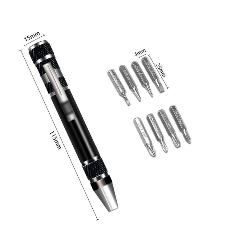 8 In 1 Screwdriver Aluminum Alloy Combination Disassembly Pen Repair Screwdriver(Silver)