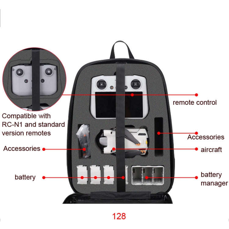 Waterproof Compression Hard Shell Backpack for DJI Mini 3 Pro, Size: 128 Large(Brushed Gray)