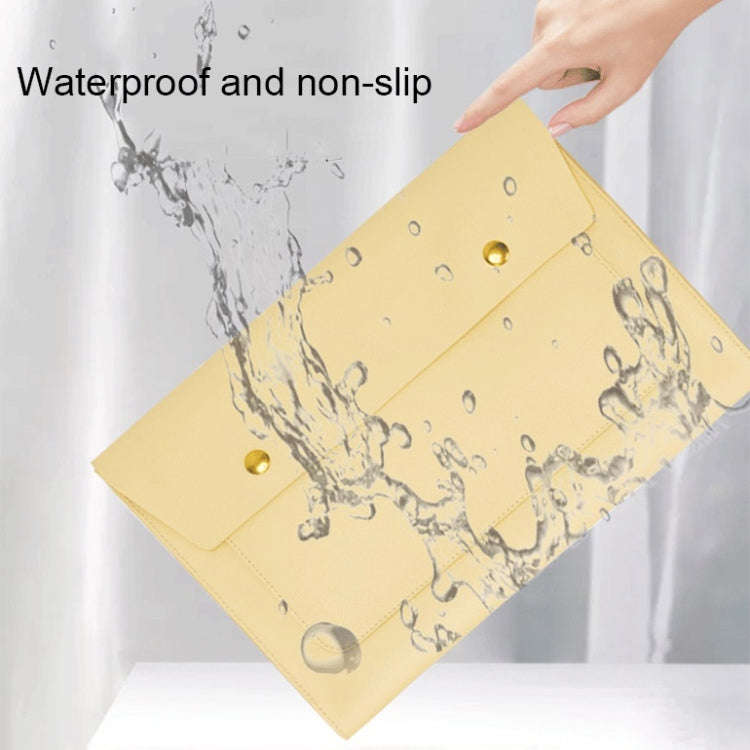 S178 3 In 1 Leather Waterproof Laptop Liner Bag, Size: 14 inches(Light Yellow)