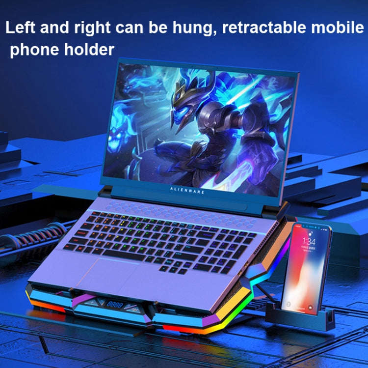 CoolCold  Five Fans 2 USB Ports Laptop Cooler Gaming Notebook Cool Stand,Version: Touch Symphony ...