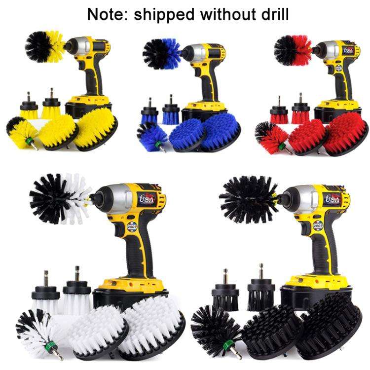 6 PCS / Set Electric Drill Head Car Tire Floor Crevice Cleaning Brush(White)