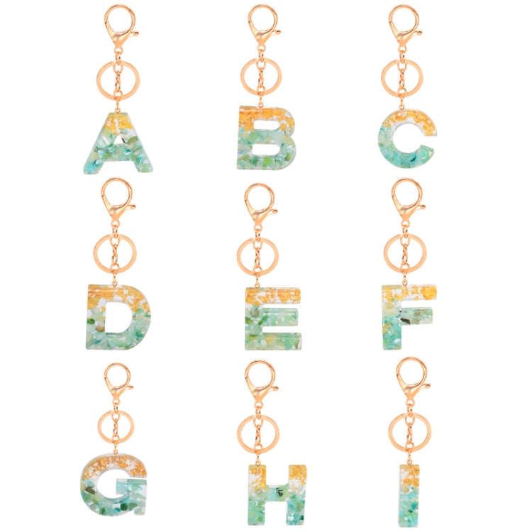 2 PCS Gold Foil Epoxy English Letter Keychain Bag Pendant(I)