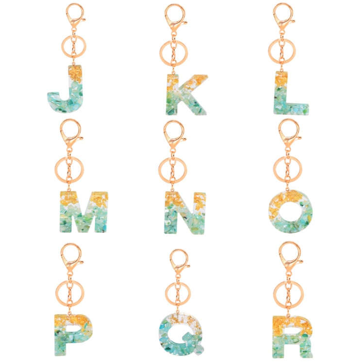 2 PCS Gold Foil Epoxy English Letter Keychain Bag Pendant(K)