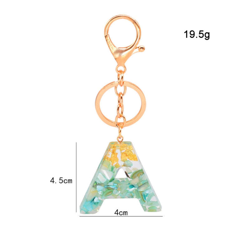2 PCS Gold Foil Epoxy English Letter Keychain Bag Pendant(T)