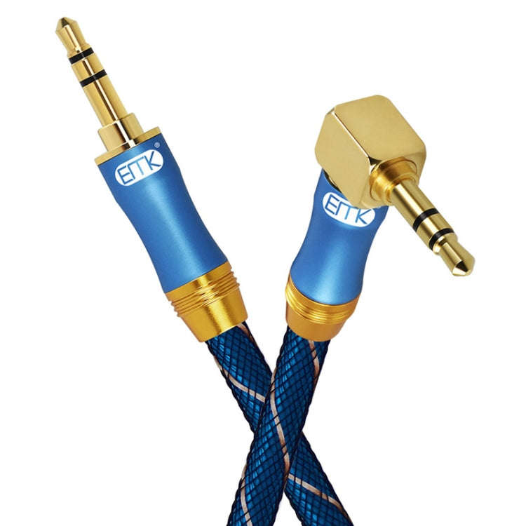 EMK 90-Degree Car 3.5mm Audio Cable Extension Cable, Cable Length: 1M(Blue)