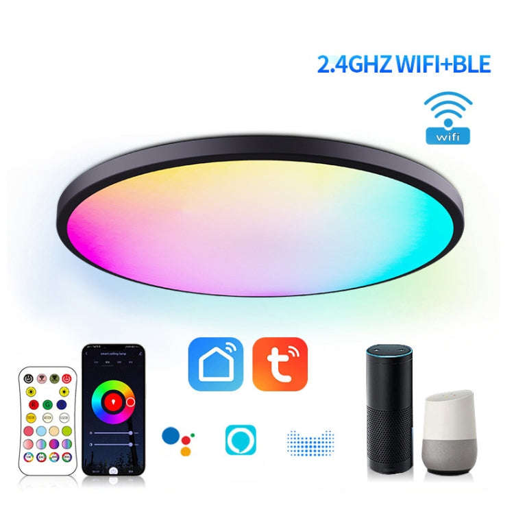 RGBCW Smart Graffiti App Voice Ceiling Light, Voltage: EU Standard 220V-240V(Black Frame)