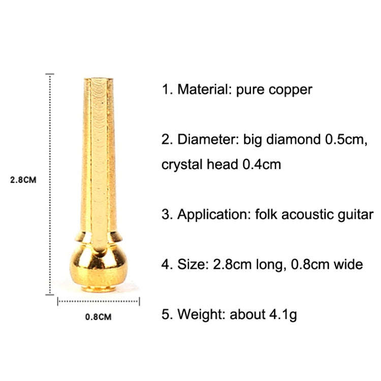 6PCS Guitar Dipping Pure Copper Citrimine Guitar Caps, Style: Crystal Head (White)