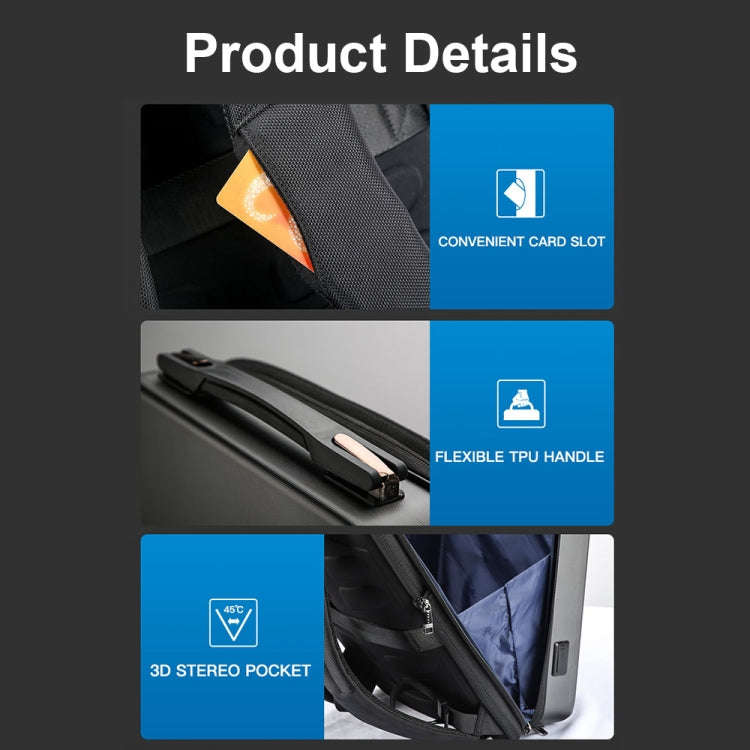 Bopai 61-93318A Hard Shell Waterproof Expandable Backpack with USB Charging Hole, Spec: Password ...