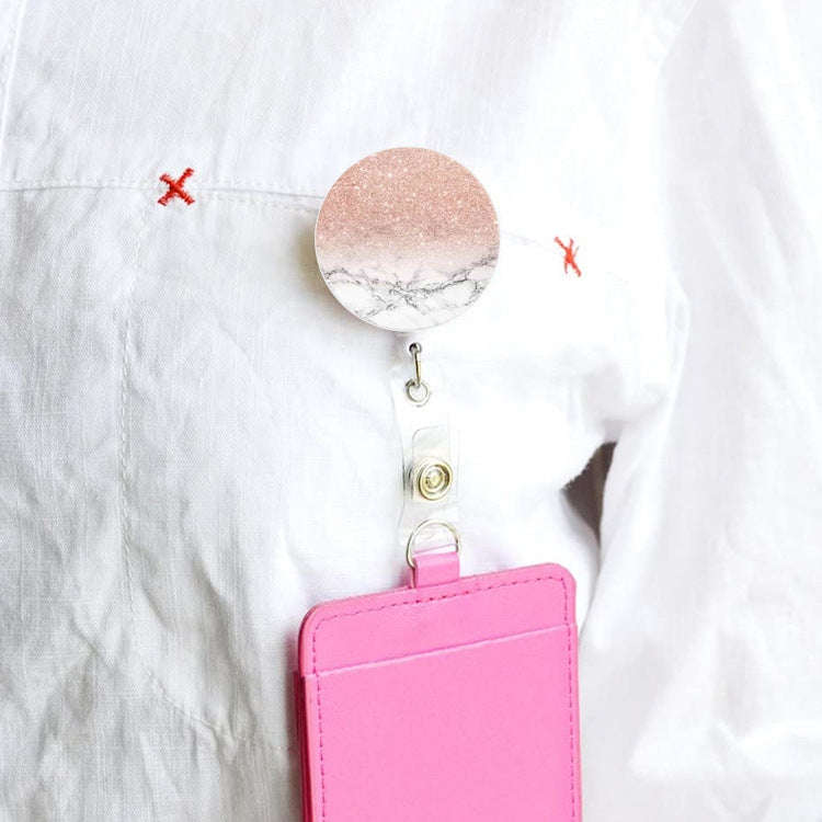 2 PCS Marble Texture Drop Glue Retractable Badge Reel Name Tag Card Badge(Fish Scale)