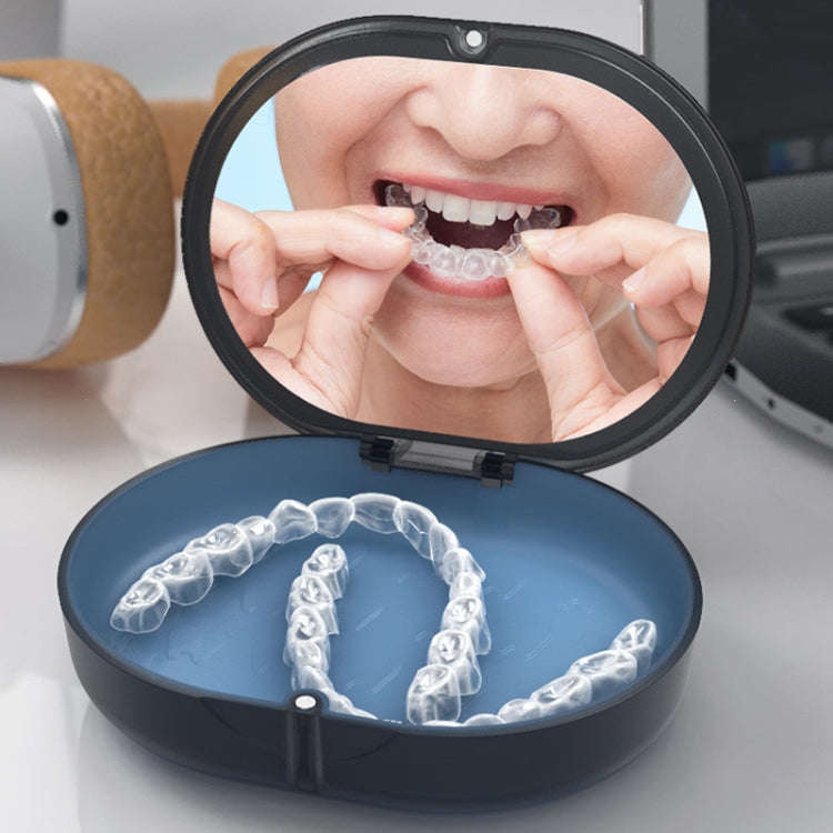 Magnetic Braces Holder Beauty Mirror Storage Box With Chewing Glue(Black)