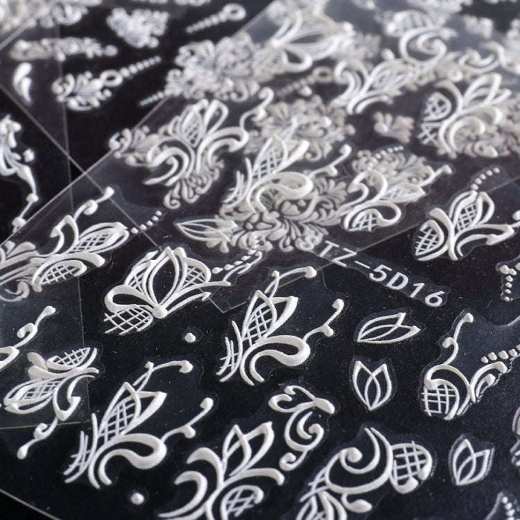 5D Three-dimensional Carved Nail Art Stickers Rose Pattern Embossed Nail Stickers(Stz-5D15)