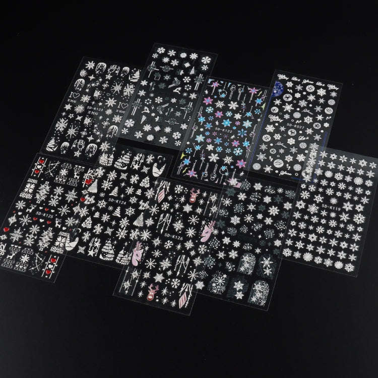 3 PCS 5D Embossed Nail Stickers Christmas Snowflake Elk Nail Stickers(5D-K121)